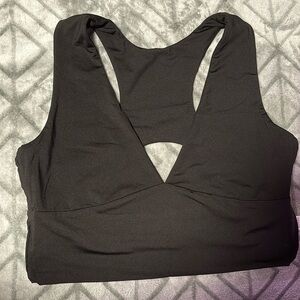 Black open back cross top